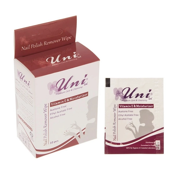 خرید لاک پاک کن ساشه ای یونی لد مدل بدون استون و الکل حاوی ویتامین E جعبه 10عددی